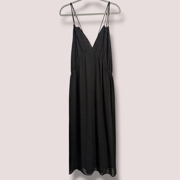 Massimo Dutti Black Sleeveless Open-Back Flowy Maxi Dress Sexy Quiet Luxury - Picture 2 of 13